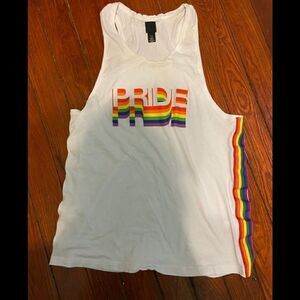 Pride Tank Top Large White Rainbow 🌈